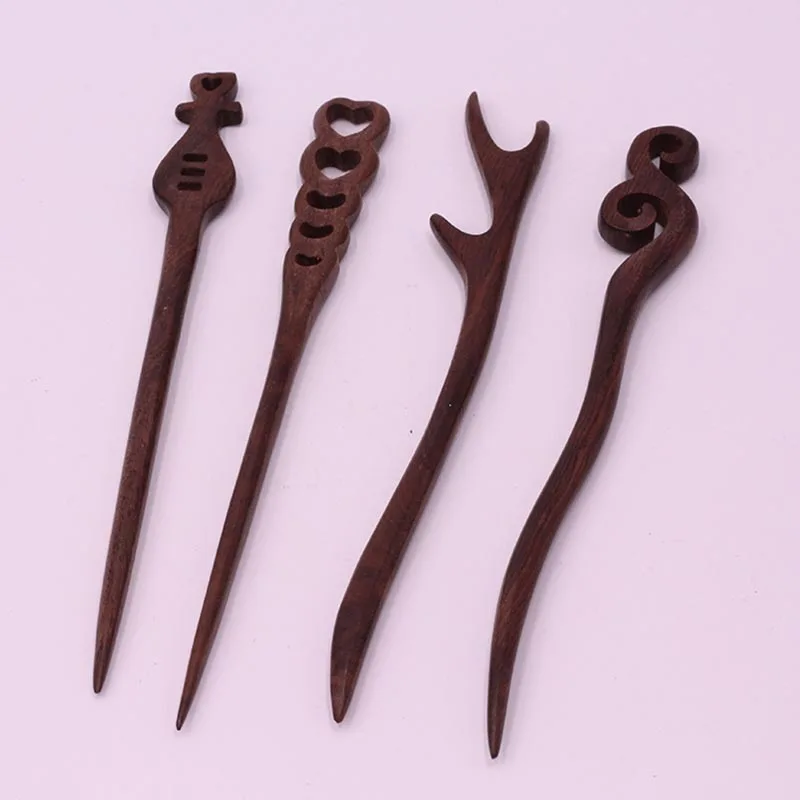 Chinese Hanfu Cheongsam Hair Stick Classical Vintage Sandalwood Wood Hair Sticks Boutique Carve Hairpins Styling Tools