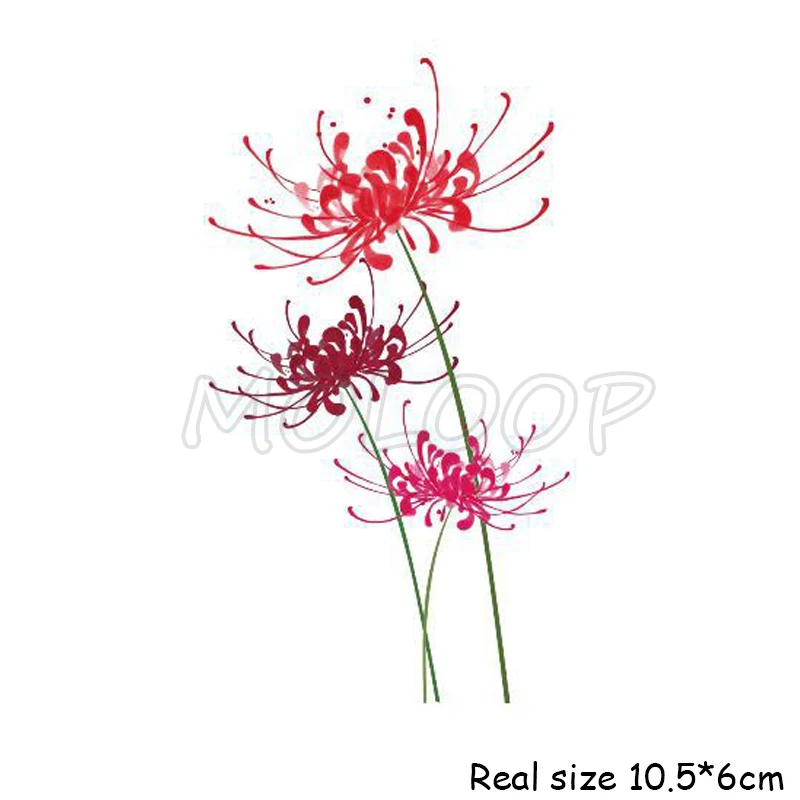 New Tattoo Sticker Temporary Red Spider Snake Lily Plant Flower