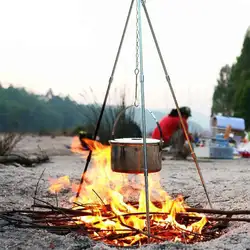 Открытый Кемпинг для пикника варочный штатив подвесной горшок Прочный портативный Campfire для пикника чугунный гриль подвесной штатив