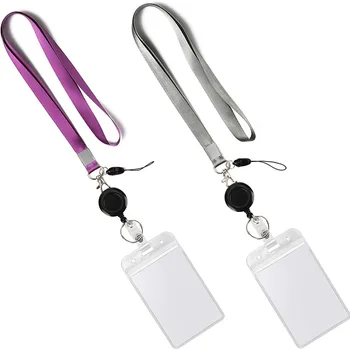 

20 Pack Card Holder, PVC Waterproof Sealing Name Tag Container with Hanging Rope for Students Office Worker ID Card Storage