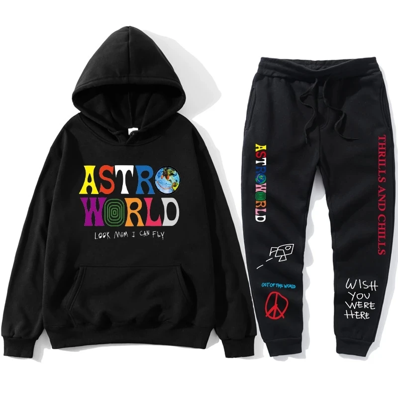 TRAVIS SCOTT neue ASTROWORLD WESENTLICHEs Buchstaben Druck Sweatshirt + Sweatpant herren Pullover Sweatshirt Hoodie set männer