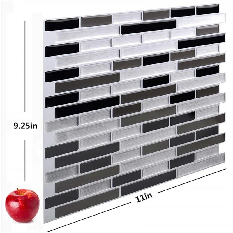 

Peel And Stick Wall Tiles Easy Clean Waterproof Oilproof PU Self Adhesive Black Gray White Wallpaper for Kitchen and Bathroom