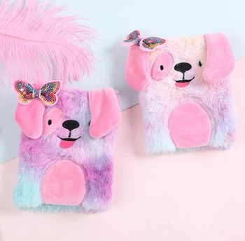 

2pcs*Girls A6 Notebook Kawaii Cartoon Plush Dogs Notepad Mini Stunent Day Plan Diary Hand Book