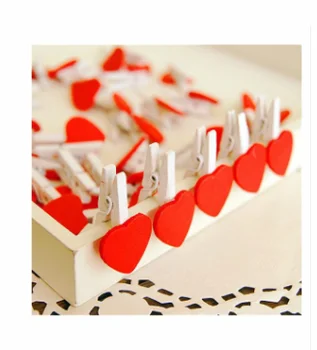 

50 Pcs Mini Wooden Heart Clothespins 3.5cm Photo Craft Clips For Wedding Party Decor RED