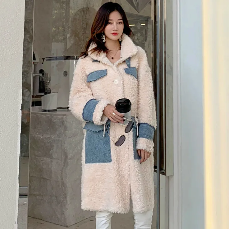 

Real Fur Coat Female 100% Wool Jacket Autumn Winter Coat Women Clothes 2020 Korean Vintage Sheep Shearling Long Tops ZT4272