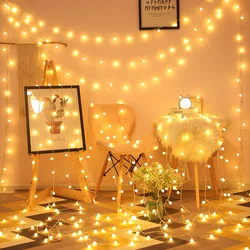 6M 10M 12M Cherry Balls LED Fairy String Lights Battery USB 220V Operated Wedding Christmas Outdoor Room Garland Decoration 2022