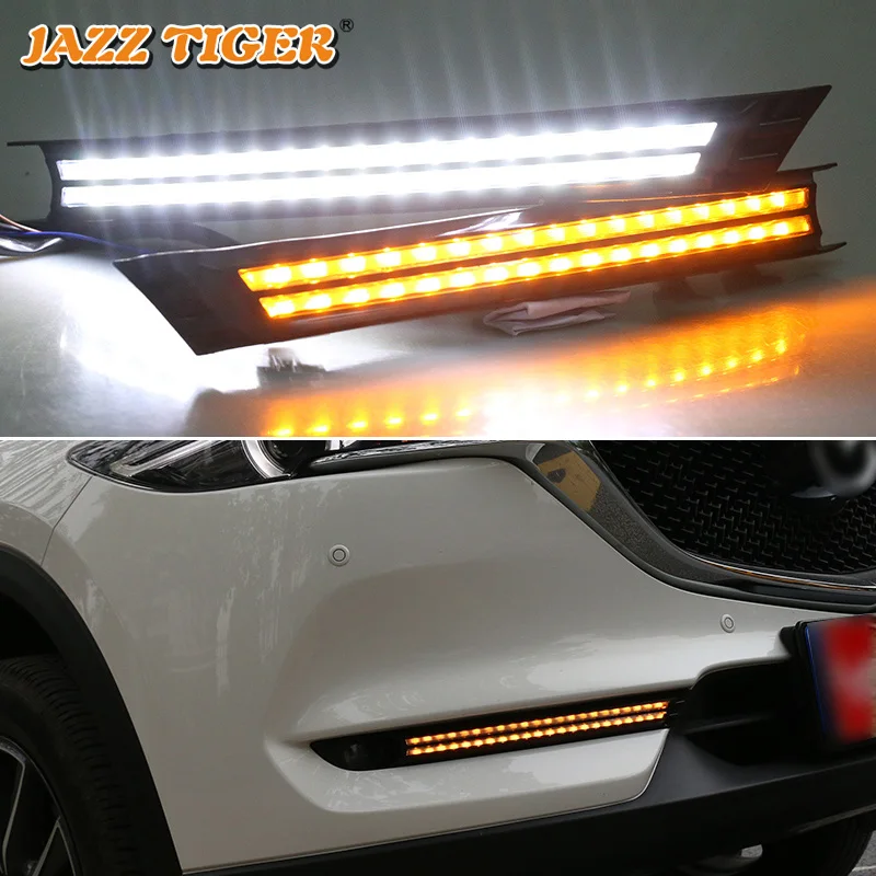  JAZZ TIGER 2PCS Yellow Flowing Turning Function Waterproof ABS Car DRL LED Daytime Running Light Fo - 4000209920981