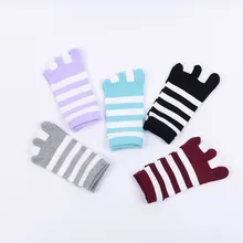 Harajuku в полоску зимние носки Для женщин японский школа школьник Модный стильный принт носки ног пять носок с пальцами, хлопковые модные носки, Calcetines Mujer