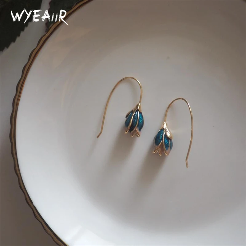 WYEAIIR Blue Enchantress простые милые литературные женские длинные серьги серебристого