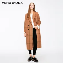 Vero Moda женское Новое 61% шерстяное цветное клетчатое шерстяное пальто на пуговицах | 318327513