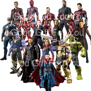 

SHF Avengers 4 Endgame Marvel Captain America Black Widow Thanos Iron Ant Spider Man Star Load Huk Dr Stranger Action Figure Toy