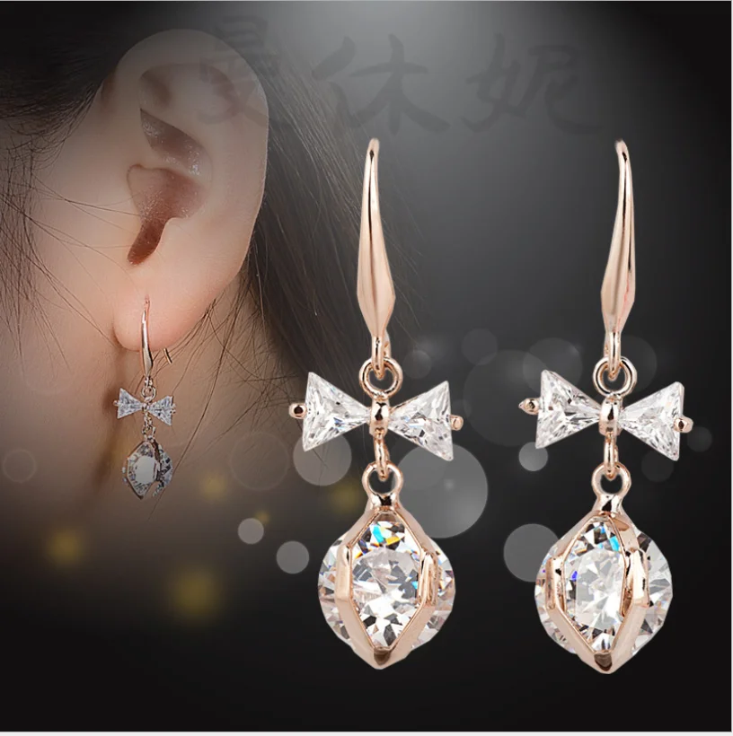 Lantern Earrings Bow Water drop Flower Zircon Alloy Pearl Crystal Female Jewelry | Украшения и аксессуары