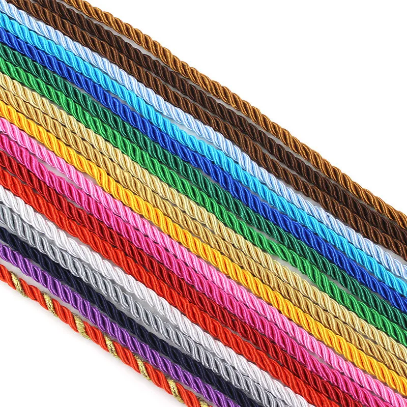 Nylon Cord 5mm 5 Yards 3 Shares Twisted Cotton Colorful DIY Craft Braided Decoration Rope Drawstring Belt Accessories JK