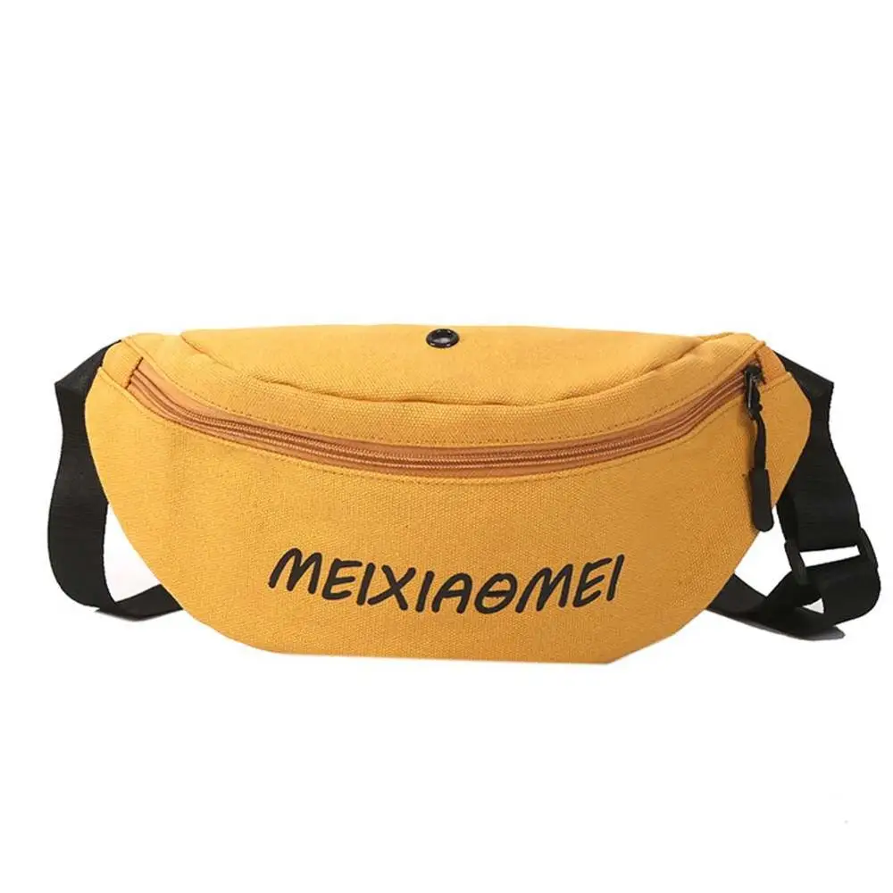 Дизайн, холщовая поясная сумка с буквенным принтом для девочек, уличный стиль, сумка на плечо, поясная сумка, нагрудная сумка, сумки через плечо, повседневные сумки - Цвет: Yellow