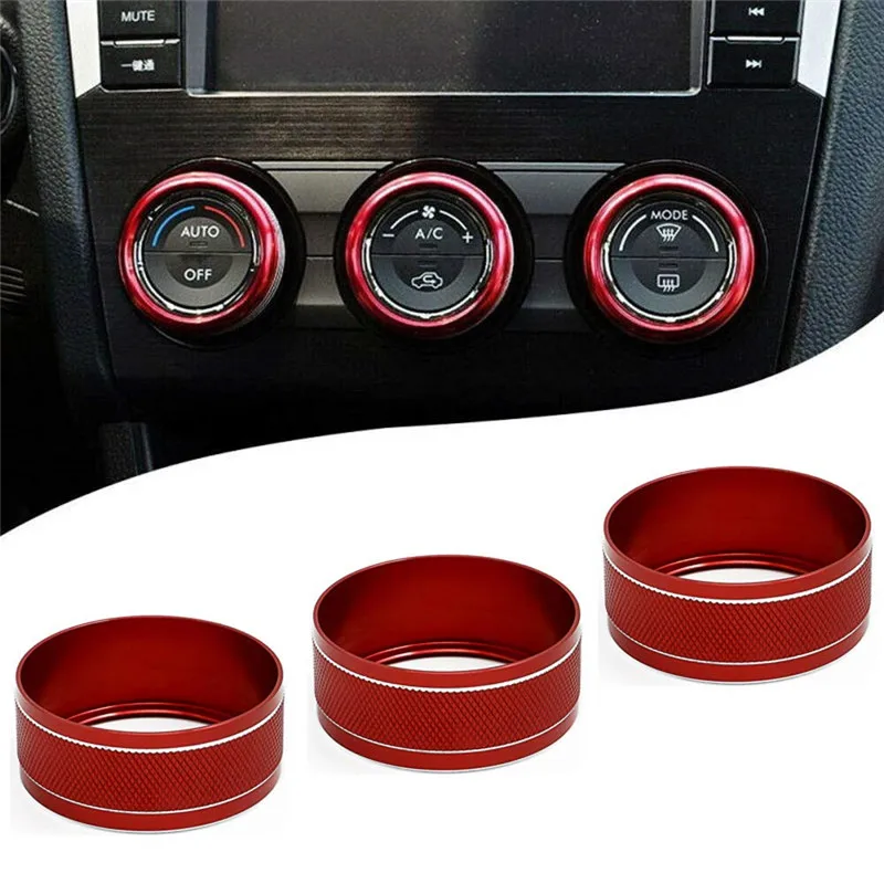 

(3) Anodized Aluminum AC Climate Control Knob Ring Covers Button Switch Trim For Subaru WRX STI Impreza Forester XV Crosstrek