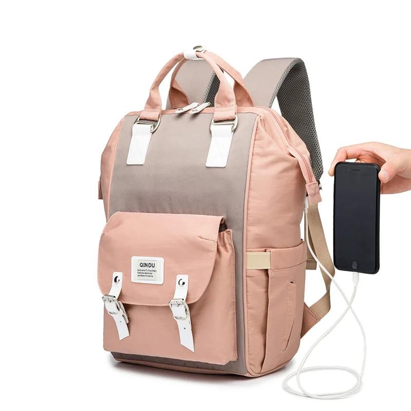

Baby Diaper Backpack USB Charging Port Soft Changing Pad Stroller Straps Large Capacity Backpack Nappy Waterproof Unisex