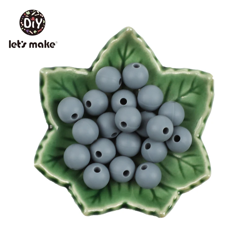gray Let's make/Силиконовые Бусины, 50 шт., 9 мм, прорезыватель для зубов, Детские Прорезыватели, аксессуары для самостоятельного изготовления, цепочка для соски без бисфенола, карамельный цвет, пищевой силикон - Цвет: gray