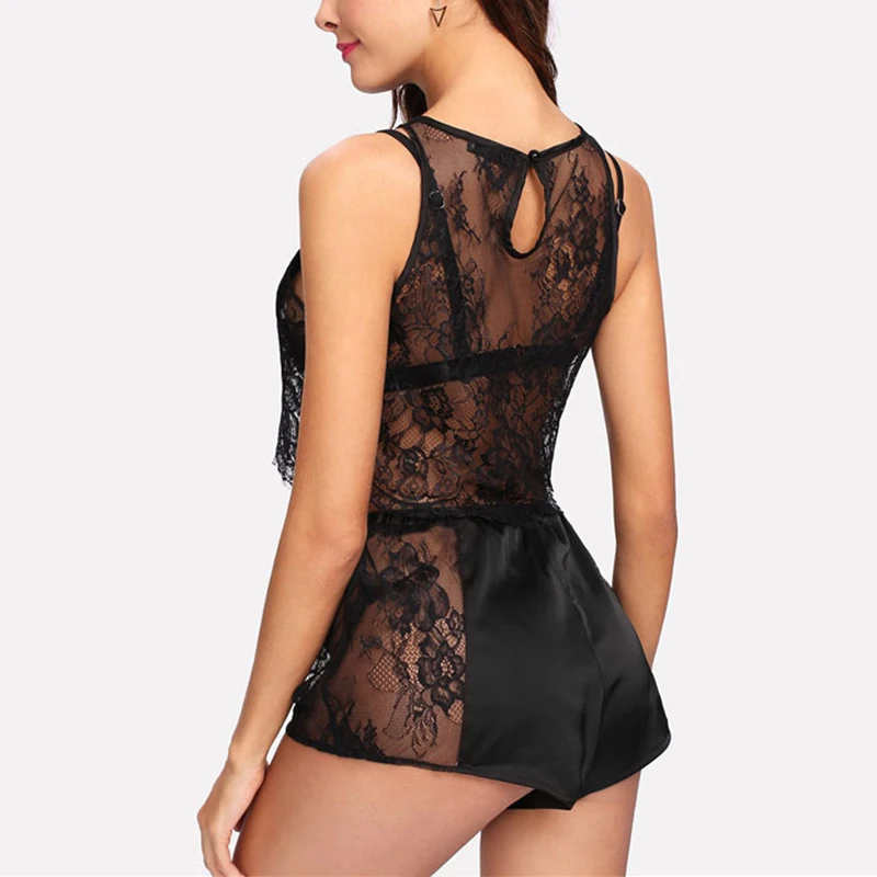 

Hot Summer Women Pajama Set Lace Floral Top Shorts Nightwear Sexy Sleepwear CGU 88