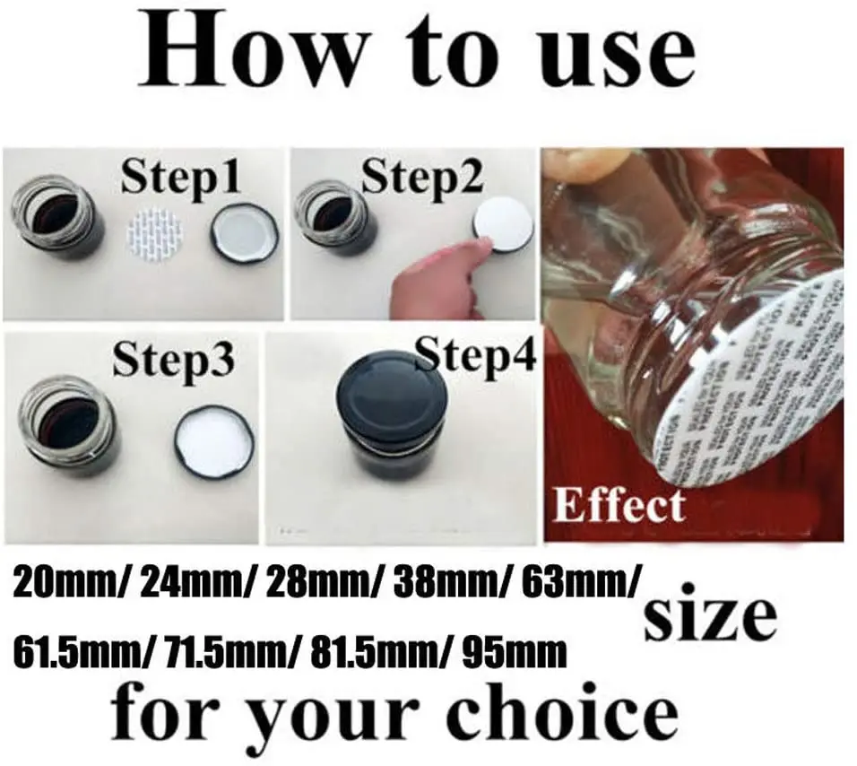 Black Foam Pressure Sensitive Seal Cap Lining 1000Pcs 20mm-101mm for Cosmetic Jar