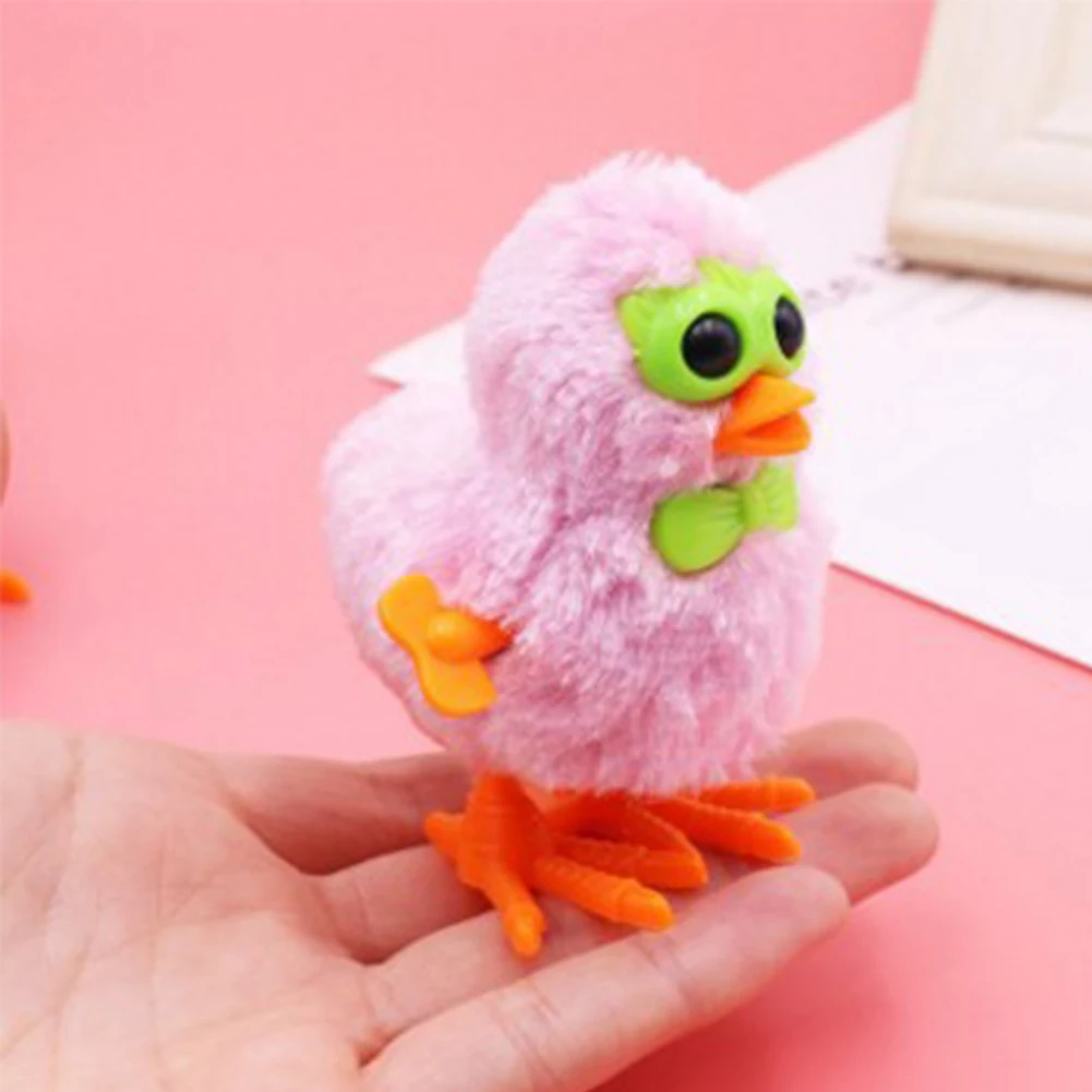 1Pcs Cute Cartoon Plush Glasses Chick Clockwork Wind up Doll Interactive Kids Children Classic Toy Birthday Gifts