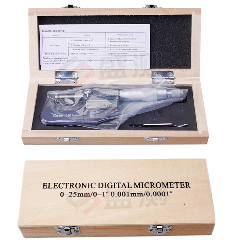 Цифровой дисплей микрометр 0-25mm0.01 mm7 ключ цифровой дисплей микрометр Высокая точность электронные компоненты цифровой микрометр