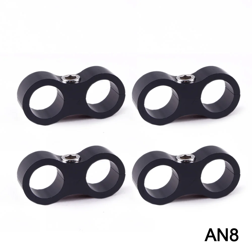 RASTP-4Pcs AN8 шланг для подачи масла и воды разделительный зажим Алюминиевый шланг Сепаратор Зажим RS-HR013-4pcs-AN8 - Цвет: black