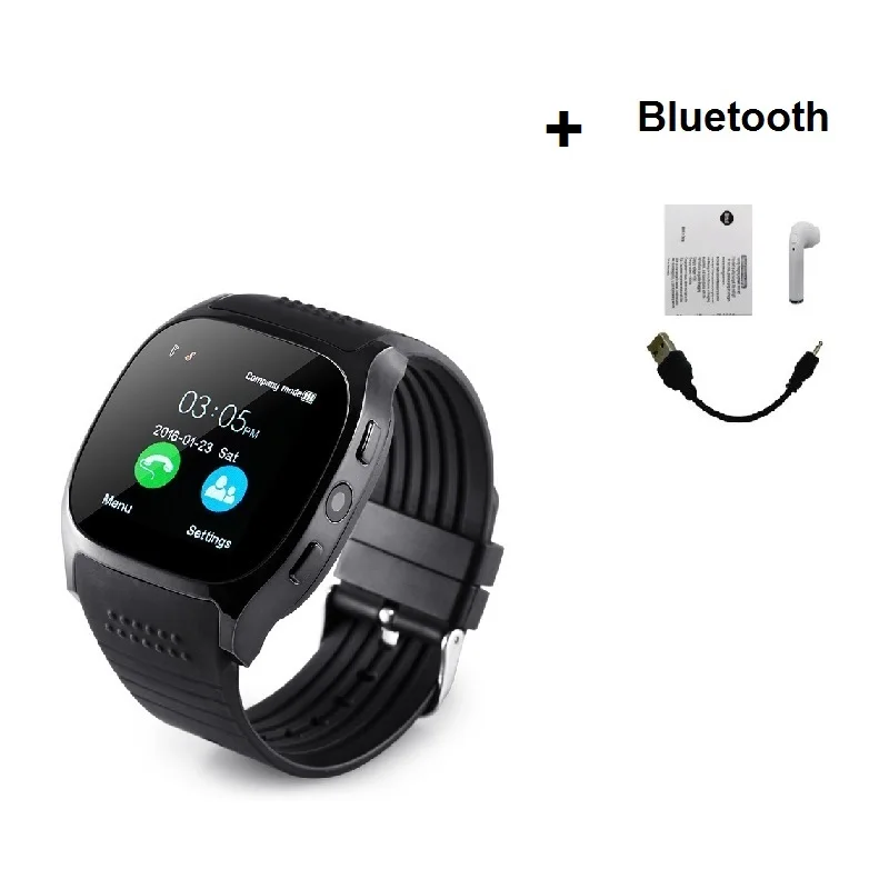 Stepfly T8 Bluetooth Смарт часы с камерой Facebook Whatsapp поддержка SIM TF карты вызова Smartwatch для телефона Android PK DZ09 Q18 - Цвет: black with BT