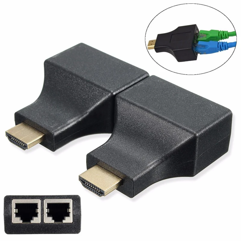 HDMI к RJ45 удлинитель 1to2 Cat 5 6 LAN Ethernet Кабель Сетевой 30 метров разветвитель усилитель