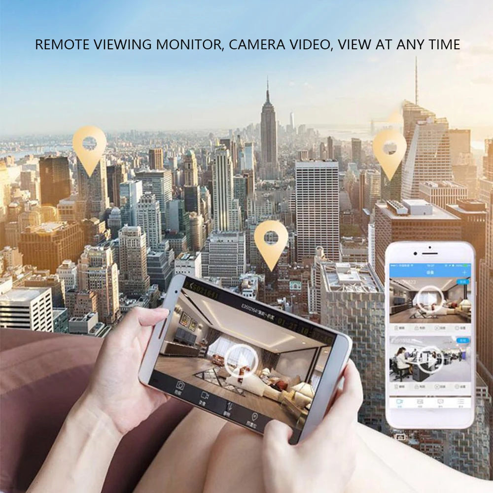Full 1080P IP Camera WiFi Mini Round Camcorder Wireless Infrared Night Vision Remote Control Suction Video-Recorder Wide Angle