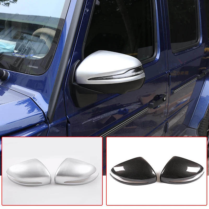 

2pcs Car Side Door Rearview Mirror Cap Decoration Cover Silver ABS Chrome For Mercedes Benz G Class W463 2019-20 Auto Accessory
