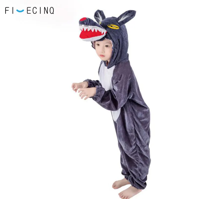 Kigurumis Animals Kids Anime Cosplay Costume Funny Suit School Party Student Play Games Onesies Performance Dinosaur Tiger Fancy