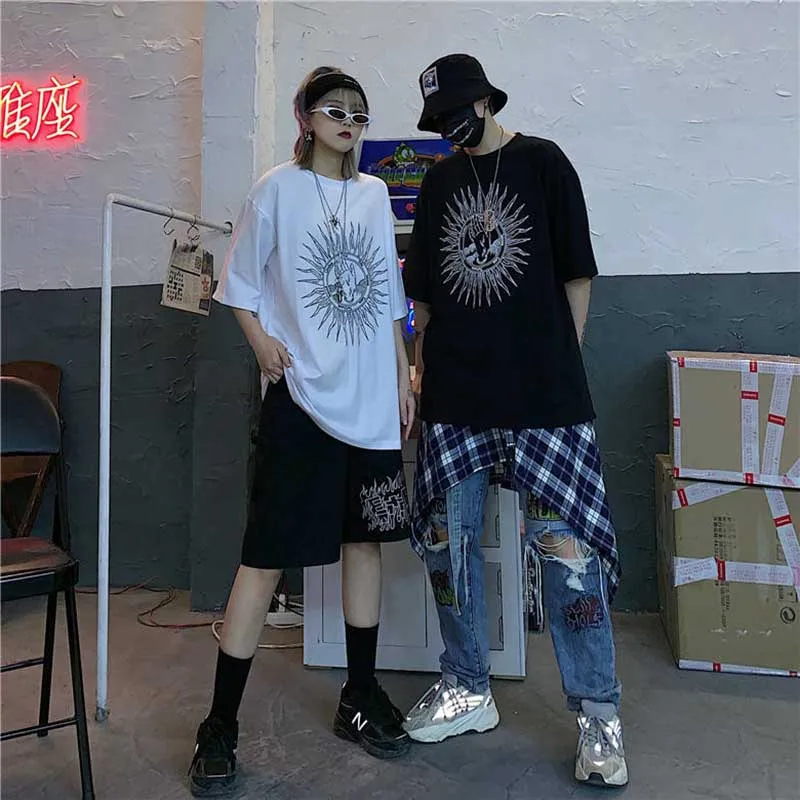 NiceMix/Новинка; модная брендовая Женская одежда с круглым вырезом и принтом; футболки с короткими рукавами и круглым вырезом; повседневные летние свободные футболки в стиле Харадзюку; vetement f