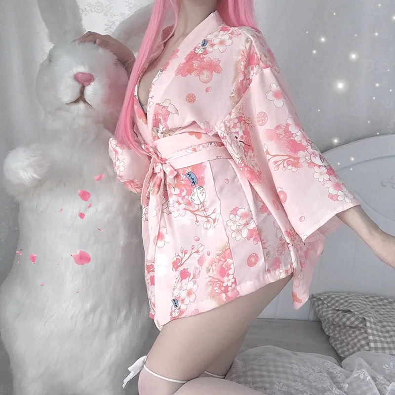 Women Lingerie Women Lingerie Set Women Cosplay Costume Girl Sexy Lingerie Nightgowns Clothes Party Kimono Dress Woman Sakura Japanese Style Geisha Costume Sexy Bathrobe Yukata Pajamas