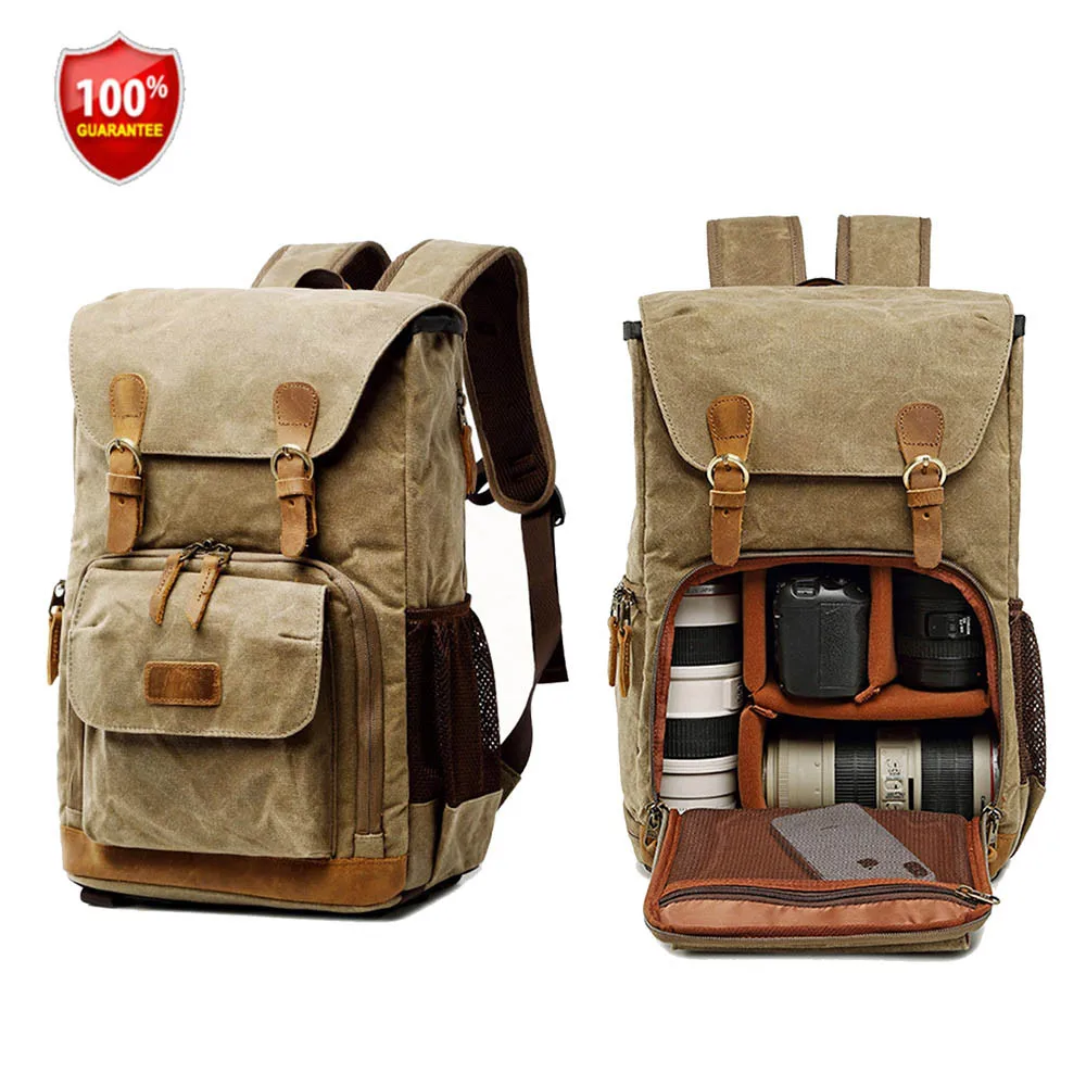 

Batik Canvas Waterproof Camera Bag Backpack Outdoor Wear-resistant Large Camera Photo Bags for Nikon/Canon/ Sony/Fujifilm