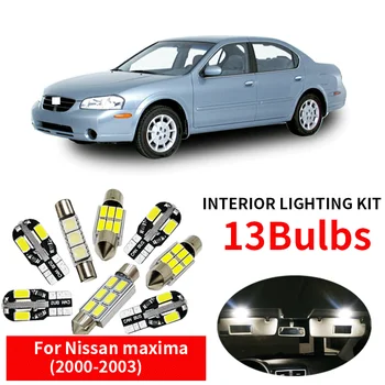 

13pcs Car Accessories Xenon White Interior LED Light Bulbs Package Kit For 2000-2003 Nissan maxima T10 31MM Map Dome Trunk Lamp