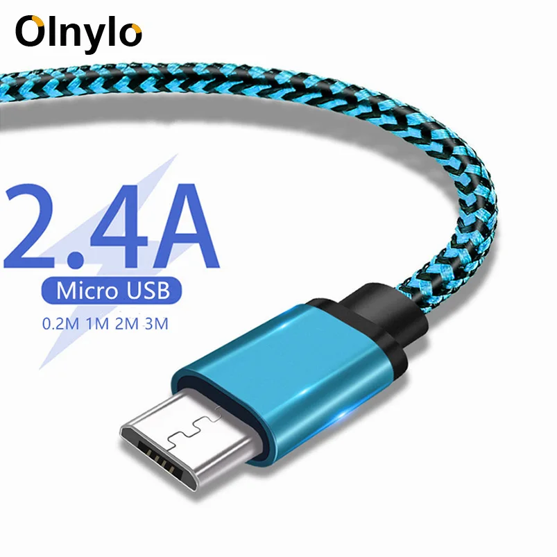 

Olnylo Micro USB Cable Fast charging Braided Data Cord For Samsung S7 Huawei Xiaomi Redmi Note 5 Android Microusb Phone Cables