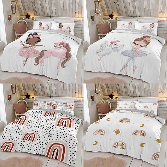 de ropa de cama Black Girl 150x200 135x200 Ballet Dancing Girl Unicorn Rainbow funda nórdica sábana Queen King doble individual|Juegos de ropa de cama| - AliExpress