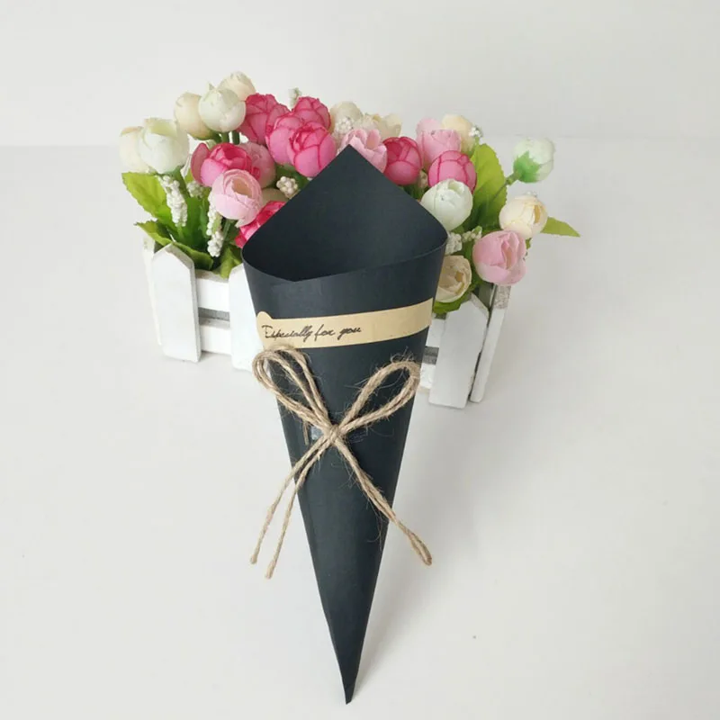 

50pc Handmade Kraft Paper Candy Boxes with Rope Tag Ice Cream Holder Gift Box