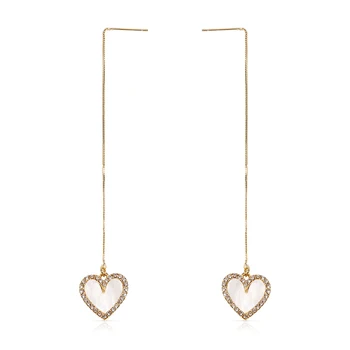 

Ant Angel Romantic Ginger Chain Pierced Heart Drop Earring For Women Birthday Gift Luxury Shell Stone Earing For Girl Friend