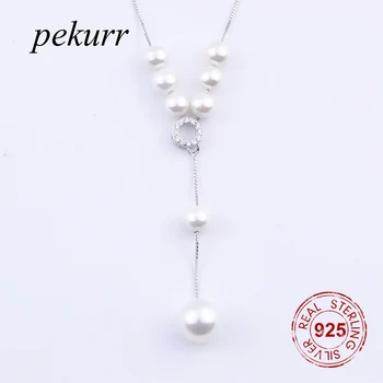 

Big White Shell Pearl Necklace 925 Sterling Silver Necklaces For Women Round Hoop Box Chains Pendants Fashion Jewelry