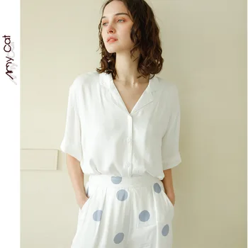 

Summer Soft Satin Pajama Sleepwear Fashion Casual Nightwear Set Short Sleeve Long Pant Ladies Girls New 2020 PJS New Arrival