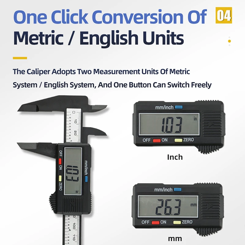 Digital Caliper Electronic Pachometer Digital Caliper Vernier Calipers Micrometer Ruler Carbon Fibre Plastic Gauge Measuring Tools Instrument