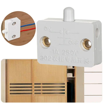

1pcs Wardrobe Light Switch Door Touch Automatic Reset Switch for Home Furniture Cabinet Cupboard Light Switch Door Control