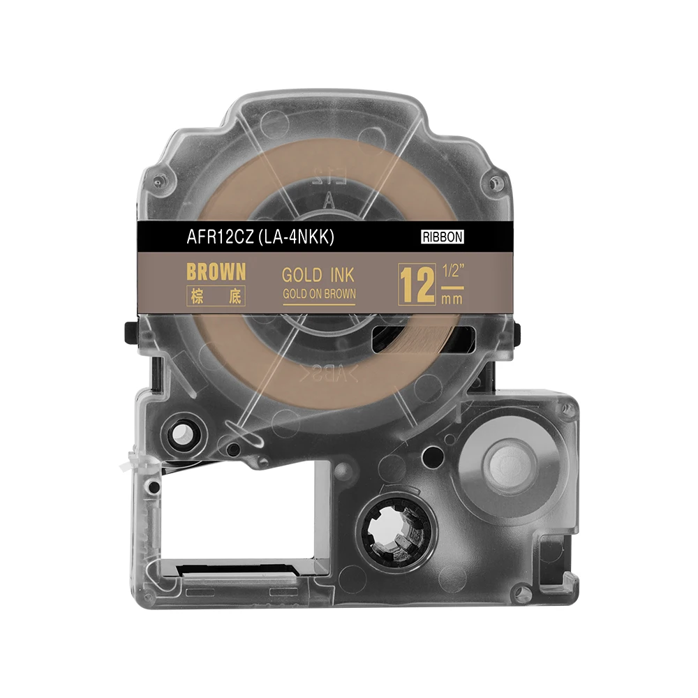 Gold on Brown Fimax 1 шт. SS12KW атласная лента возможна печать на ленте для King Jim/EPSON label makers подарочная упаковка SFR12SZ SFR12RZ SFR12GZ - Цвет: Gold on Brown