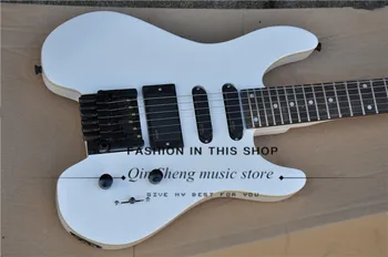 

free shipping custom white headless electric guitar ,SSH pickups,black wrapped edge,rosewood fretboard