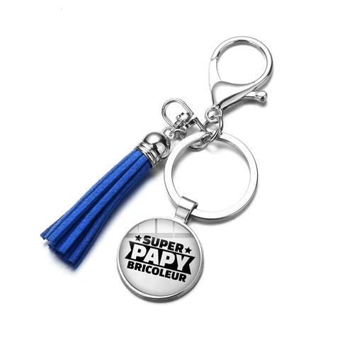 SIAN Charm Super Papy Mamie брелок с кистями я Un Super Papy Печатный дедушка бабушка стеклянный кулон красочные брелки-цепочки - Цвет: Style 6
