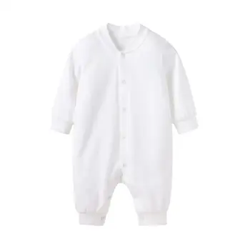 

Pureborn Newborn Unisex Baby Jumpsuit Solid White Long Sleeve Baby Boy Girl Clothes Baptism Christening Playsuit Pajamas