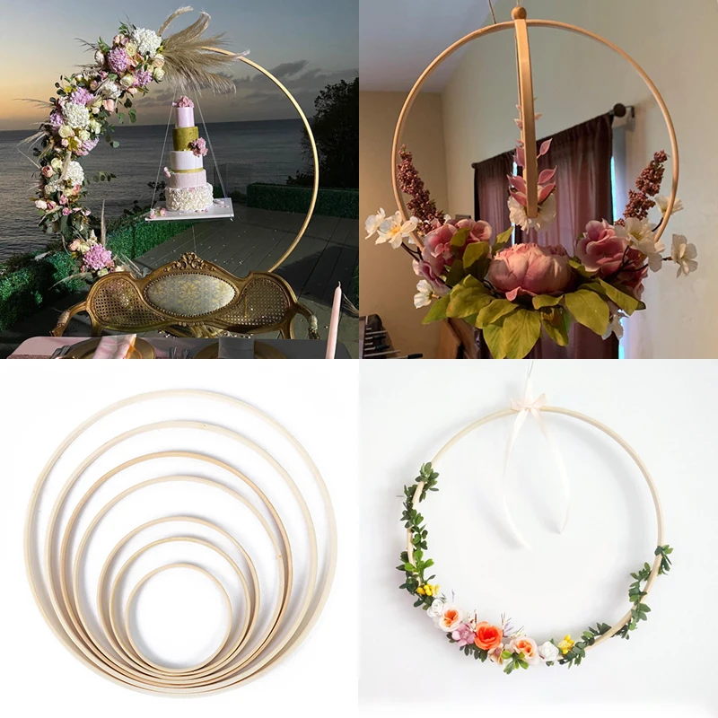 

Iron Gold metal-ring dream garland Flower circle Hand hold wreath wall flower rack catcher Wedding decoration Metal bride hoop