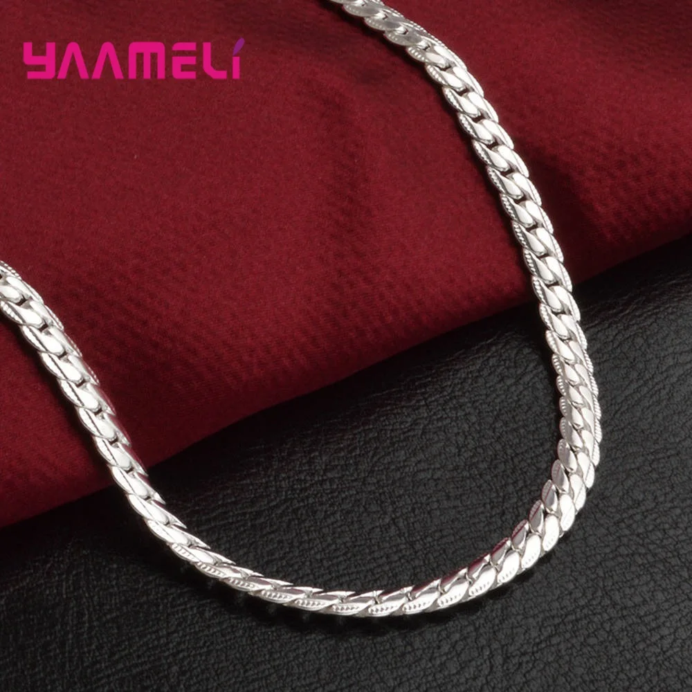 Good Quality Flat Smooth Real 925 Sterling Silver Snake Chain Necklace For Women Romantic I Love You Words Link Genuine Jewelry