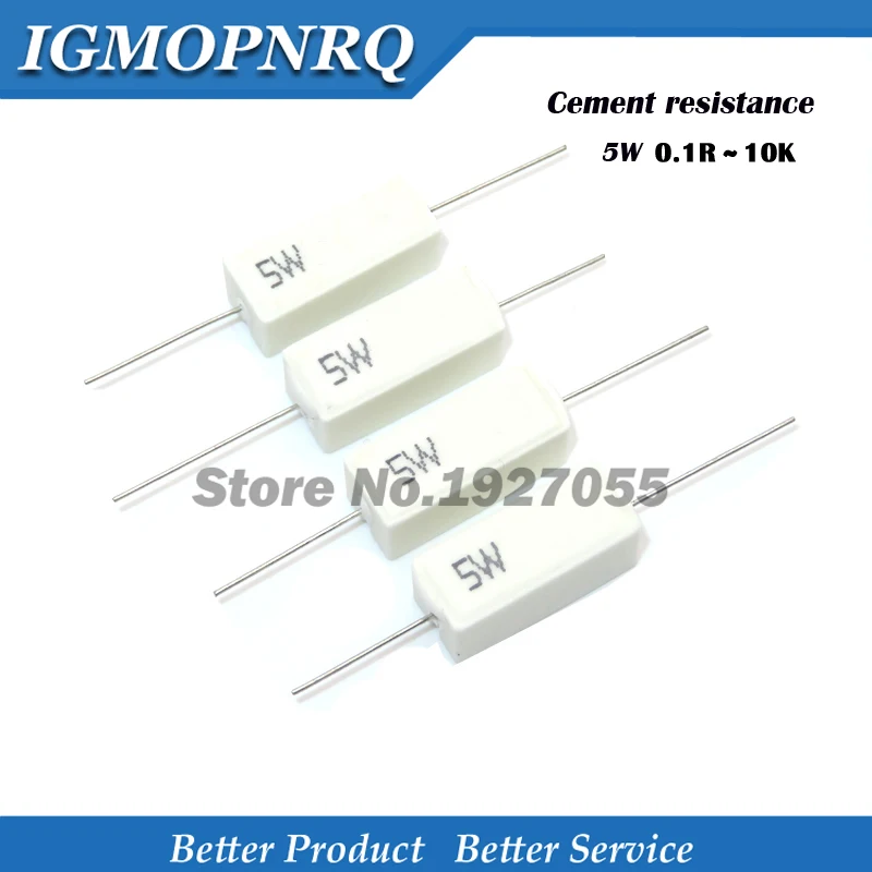 10 шт. 5 Вт цемента сопротивление 0 1 ~ 10k ohm 5% 22 33 100 1K 10K 0.1R 0.22R 0.33R 0.5R 1R 10R 100R|Резисторы| |